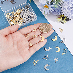 100Pcs 10 Styles 201/304 Stainless Steel Pendants&nbsp;STAS-BBC0010-49