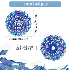 40Pcs Resin Rhinestone Beads&nbsp;RESI-SC0003-14B