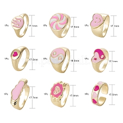 9Pcs 9 Style Alloy Enamel Finger Rings&nbsp;RJEW-LS0001-53