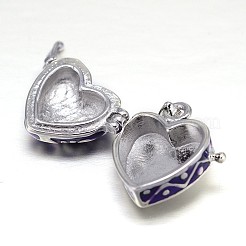 Enamel Heart Rack Plating Platinum Brass Prayer Box Pendants&nbsp;KK-L101-01B