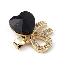 Real 18K Gold Plated Rack Plating Brass Micro Pave Clear Cubic Zirconia Pendants&nbsp;KK-C015-26G-06