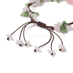 4Pcs Electroplated Natural Rose Quartz & Amethyst & Green Aventurine Olive Jade Chip Bead Braided Bead Bracelets for Women&nbsp;BJEW-TA00610