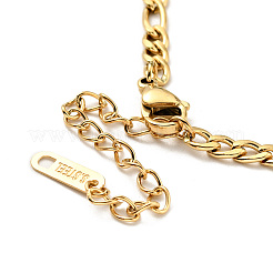 Ion Plating(IP) 304 Stainless Steel Figaro Chains Necklace with Rhinestone for Women&nbsp;NJEW-P229-07G