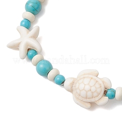 2Pcs Starfish & Turtle Synthetic Turquoise Beads Stretch Bracelets for Women&nbsp;BJEW-JB11921