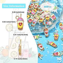 60Pcs 6 Colors Alloy Enamel Pendants&nbsp;ENAM-CJ0003-14