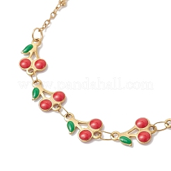 304 Stainless Steel Enamel Cherry Bracelets & Necklaces Sets&nbsp;SJEW-JS01368