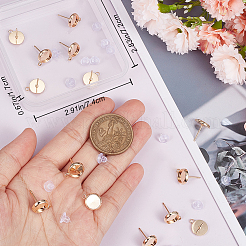 20Pcs Brass Flat Round Stud Earring Settings&nbsp;KK-BBC0009-20