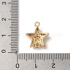 Brass Micro Pave Clear Cubic Zirconia Star Links Connector Charms&nbsp;KK-C062-105G