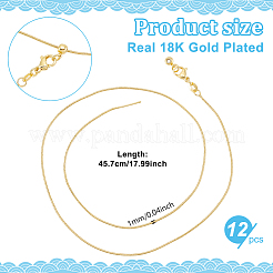12Pcs 1MM Brass Round Snake Chain Adjustable Slider Necklaces&nbsp;NJEW-NB0001-31