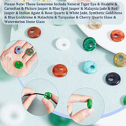 DIY Natural & Synthetic Mixed Gemstone Pi Disc Pendant Necklaces Making Kit&nbsp;DIY-OC0012-07