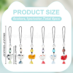 6Pcs 6 Style Alloy Enamel Pendant Decorations&nbsp;HJEW-WR00045