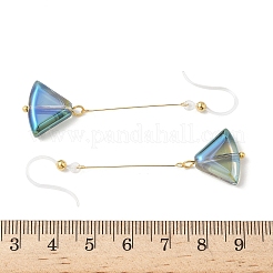 Electroplated 304 Stainless Steel Resin Fan Dangle Earrings&nbsp;EJEW-Z129-11G-03