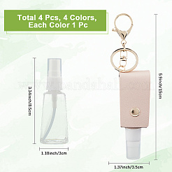 4Pcs 4 Colors Plastic Hand Sanitizer Bottle with PU Leather Cover&nbsp;KEYC-CL0001-04B