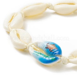 Narural Cowrie Shell Braided Bead Anklet for Women&nbsp;AJEW-AN00527-02