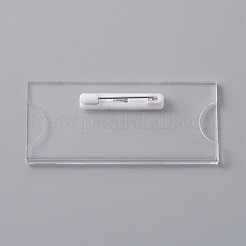 Transparent Acrylic Rectangle ID Card Sleeves Brooch Finding&nbsp;FIND-WH0108-54
