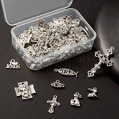 80Pcs 8 Style Tibetan Style Alloy Pendants&nbsp;FIND-LS0001-41AS