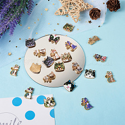 28Pcs 14 Style Printed Alloy Pendants&nbsp;FIND-BG0001-04