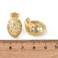 Brass Micro Pave Cubic Zirconia Egg Stud Earrings&nbsp;EJEW-B153-12G