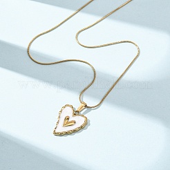 304 Stainless Steel White Enamel Pendant Necklaces for Women&nbsp;NJEW-F378-02G-01
