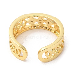 Clear Cubic Zirconia Hollow Out Open Cuff Rings&nbsp;RJEW-L106-006G
