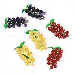 6Pcs 3 Styles Natural Amethyst & Carnelian & Yellow Jade & Glass Seed Beaded Grape Pendants&nbsp;PALLOY-TA00332