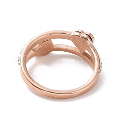 Crystal Rhinestone Heart Finger Ring&nbsp;RJEW-D120-03RG