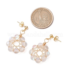 Flower Synthetic Moonstone Dangle Stud Earrings&nbsp;EJEW-JE06336