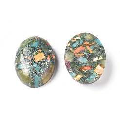 Assembled Synthetic Silver Line Turquoise & Peridot & Imperial Jasper Cabochons&nbsp;G-D0006-G01-12