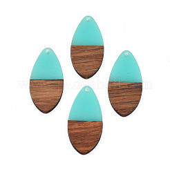 Transparent Resin & Walnut Wood Pendants&nbsp;RESI-N025-032-C04