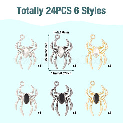 24Pcs 6 Color Glass Spider Pendant&nbsp;FIND-TA0003-07