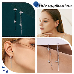1 Pair 925 Sterling Silver Star Ear Thread&nbsp;EJEW-ME0001-05