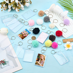 Alloy Faux Fur Soft Pompom Ball Pendant Keychains&nbsp;KEYC-FG0001-22