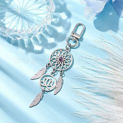 Alloy Woven Web/Net with Feather Pendant Decorations&nbsp;HJEW-TA00191