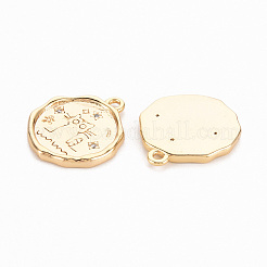 Brass Micro Pave Clear Cubic Zirconia Pendants&nbsp;LS-KK-N231-241-NF