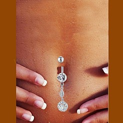 Brass Cubic Zirconia Navel Ring&nbsp;AJEW-EE0004-10