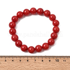 10MM Natural Dyed White Jade Round Beaded Stretch Bracelets for Women&nbsp;GG-CBA3F02-12B