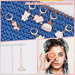 Valentine's Day Alloy Enamel with ABS Plastic Imitation Pearl Pendant Stitch Markers&nbsp;HJEW-AB00291