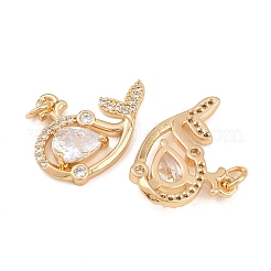 Brass Micro Pave Cubic Zirconia Pendants&nbsp;KK-K407-57G