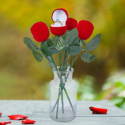 Flocking Plastic Rose Finger Ring Boxes&nbsp;CON-DR0001-02
