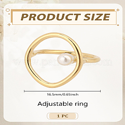 1Pc Ion Plating(IP) 304 Stainless Steel Oval Cuff Finger Rings for Women&nbsp;RJEW-LP0002-78