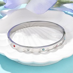 Eye 304 Stainless Steel Rhinestone Bangles for Women&nbsp;BJEW-Z092-09P