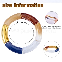 Chunky Curved Tube Beads Stretch Bracelets Set&nbsp;BJEW-SW00016