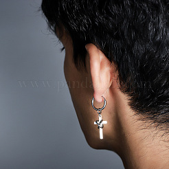 304 Stainless Steel Hoop Dangle Earrings for Men&nbsp;WG37F53-02