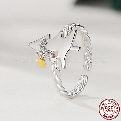 Christmas Tree Rhodium Plated 925 Sterling Silver Cuff Rings for Women&nbsp;FS-WG343DB-01