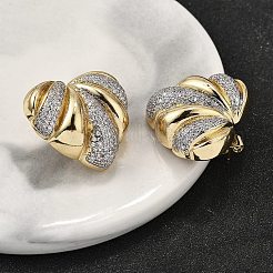 Brass Micro Pave Clear Cubic Zirconia Stud Earrings for Women&nbsp;EJEW-G430-02GP