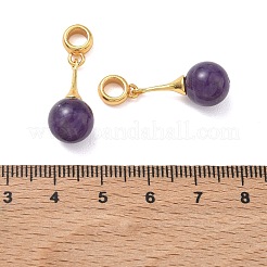 Natural Amethyst & Brass European Dangle Charms&nbsp;GG-D002-15G-01