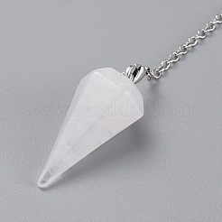 Platinum Tone Brass Crystal Cone Hexagonal Pointed Dowsing Pendulums&nbsp;X-MAK-M015-01I