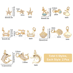 10Pcs 5 Style Brass Charms&nbsp;KK-SC0004-90