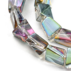 Half Plated Electroplate Transparent Glass Beads Strands&nbsp;EGLA-G037-06A-HP03