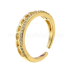 Brass Micro Pave Clear Cubic Zirconia Cuff Rings for Women&nbsp;RJEW-H247-23G
